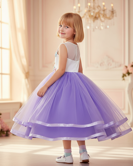 purple unicorn ball gown dress - back
