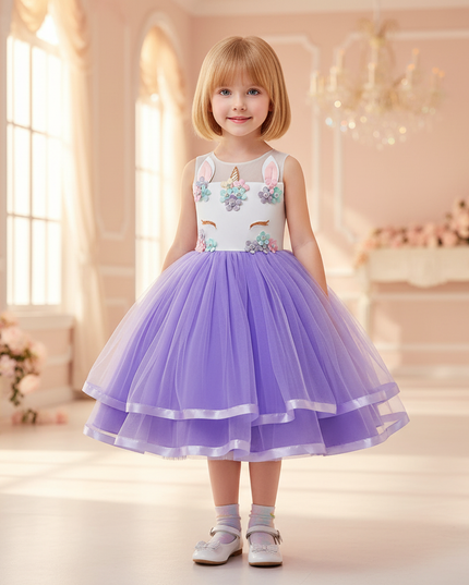 purple unicorn ball gown dress - detail