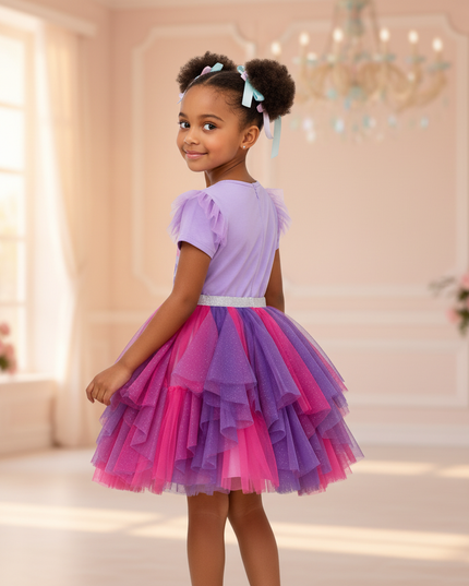 purple unicorn birthday party dress - back
