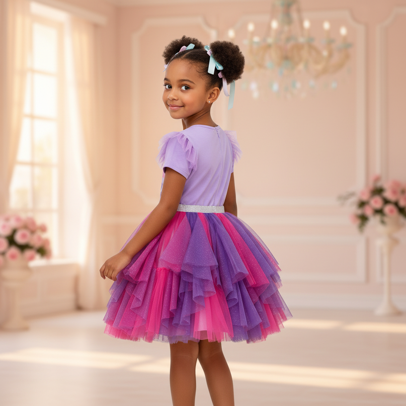 purple unicorn birthday party dress - back