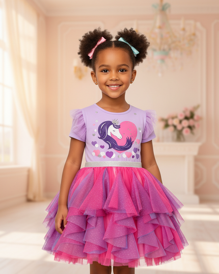 purple unicorn birthday party dress - detail