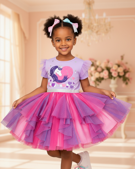 purple unicorn birthday party dress - front