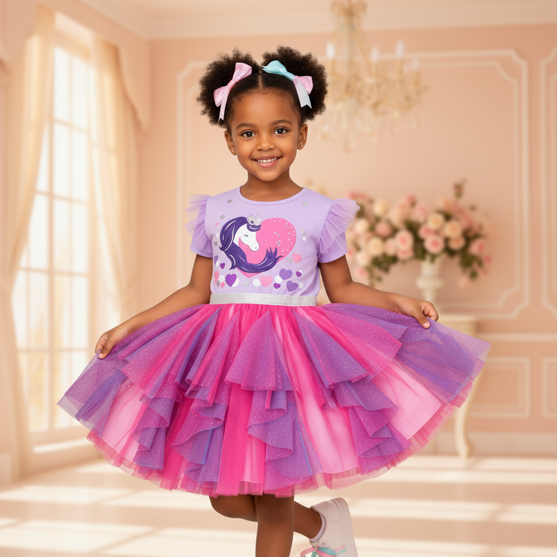 purple unicorn birthday party dress - front