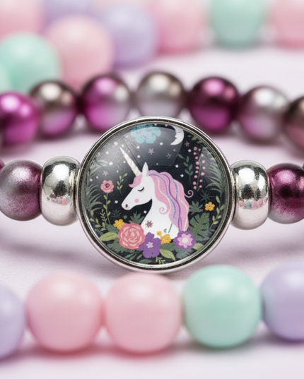 purple unicorn bracelet - detail