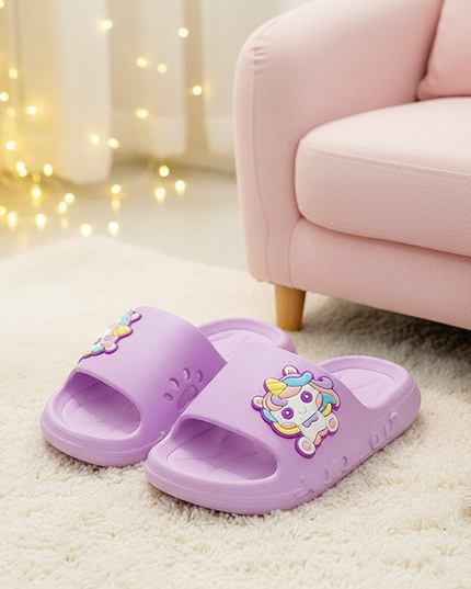 purple unicorn charm slippers - lifestyle