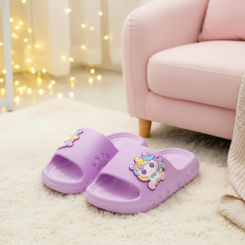 purple unicorn charm slippers - lifestyle