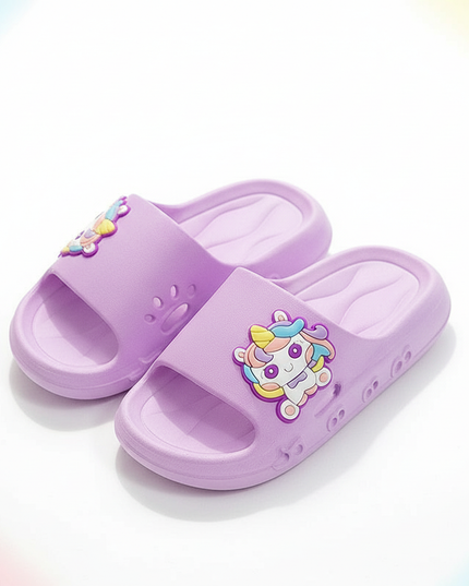 purple unicorn charm slippers - white-bg