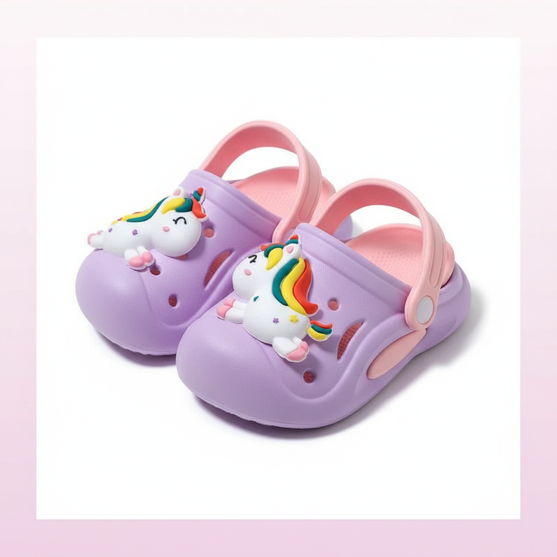 purple unicorn clogs - white-bg