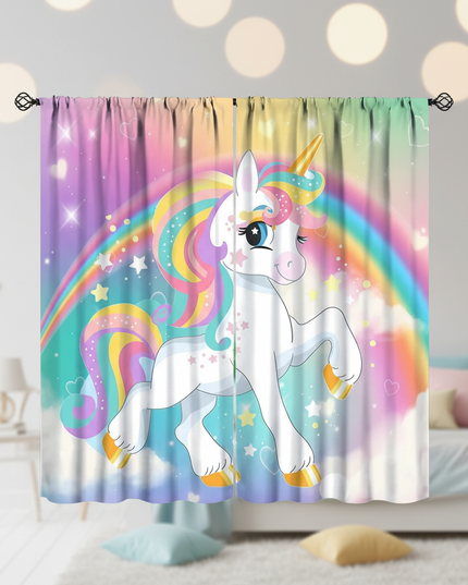 purple unicorn curtains - lifestyle