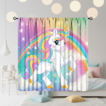 purple unicorn curtains - lifestyle