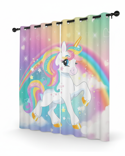 purple unicorn curtains - white-bg