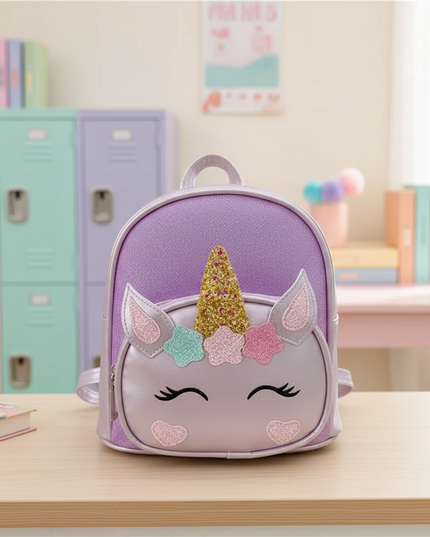 purple unicorn custom name backpack - lifestyle