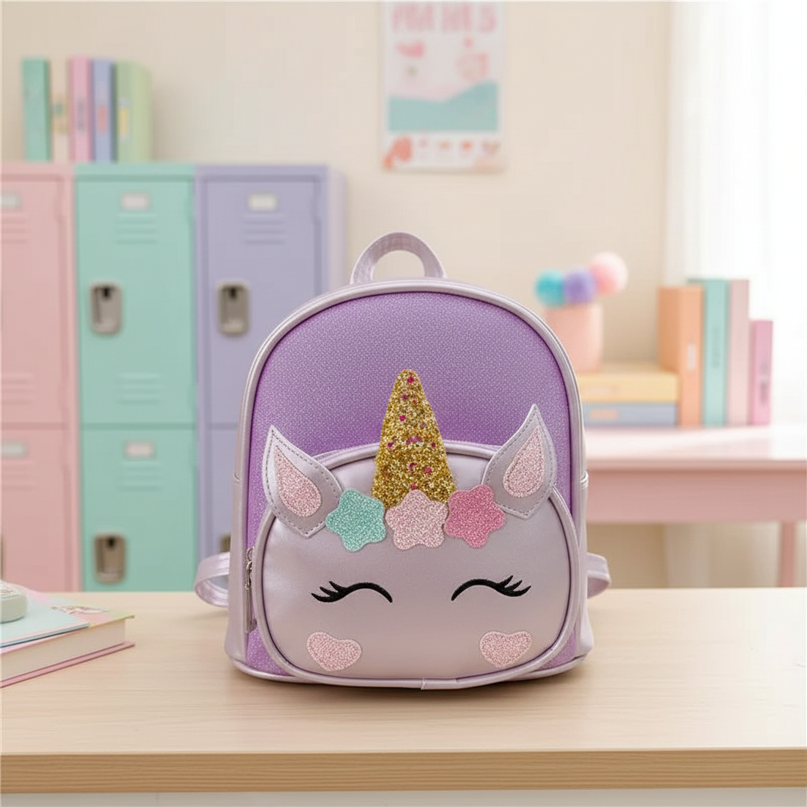 purple unicorn custom name backpack - lifestyle