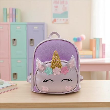purple unicorn custom name backpack - lifestyle
