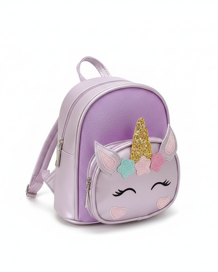 purple unicorn custom name backpack - white-bg