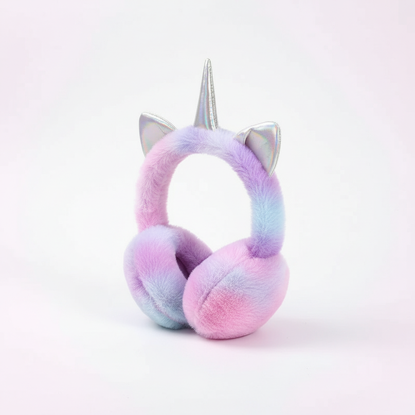 purple unicorn earmuffs - white-bg