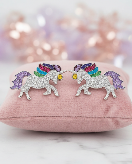 purple unicorn earrings - lifestyle