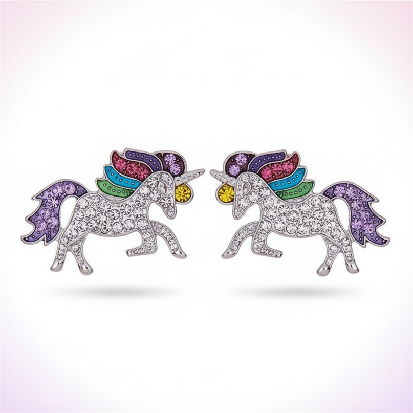 purple unicorn earrings - white-bg