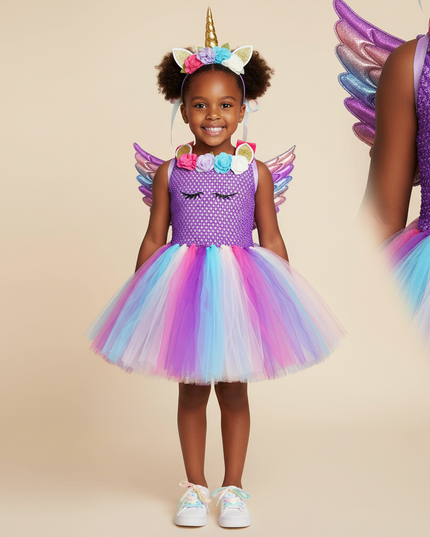purple unicorn fairy tutu dress set - detail
