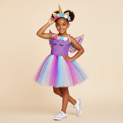 purple unicorn fairy tutu dress set - front