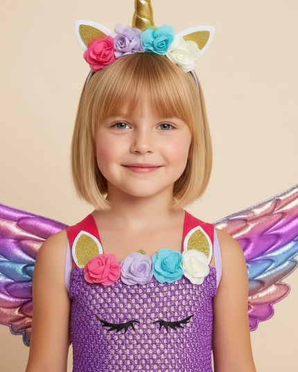 purple unicorn flower tutu dress set - detail