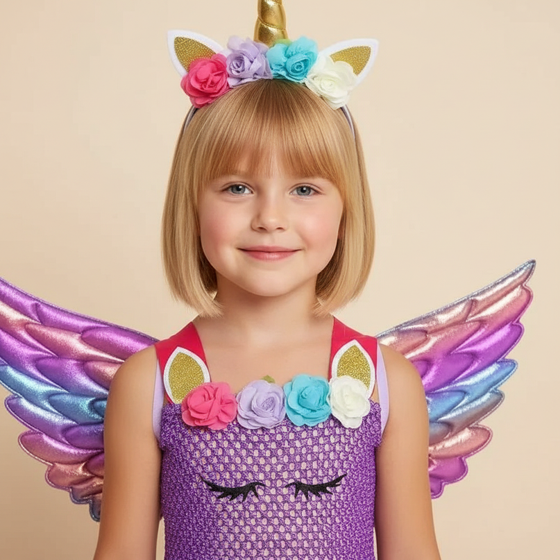 purple unicorn flower tutu dress set - detail