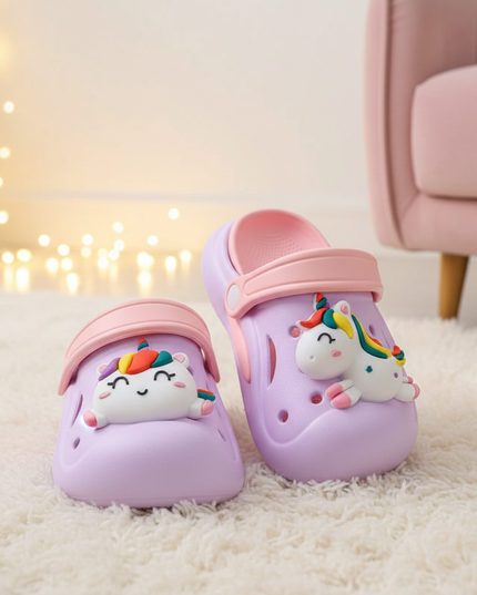 purple unicorn garden slippers - lifestyle