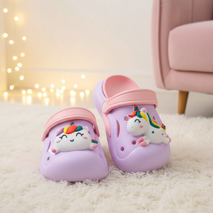 purple unicorn garden slippers - lifestyle