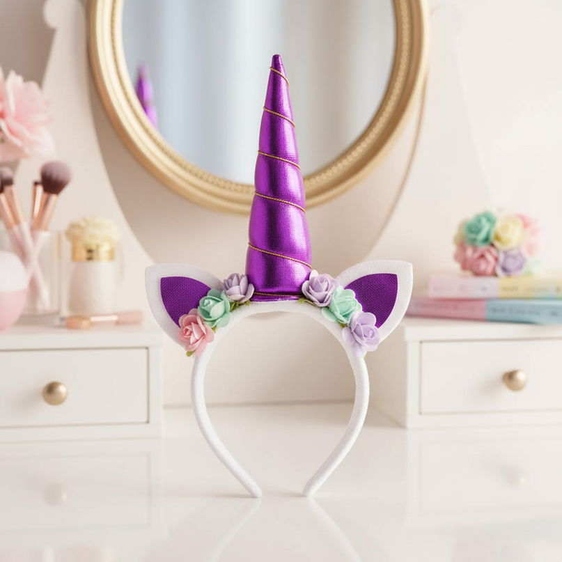 purple unicorn headband - lifestyle
