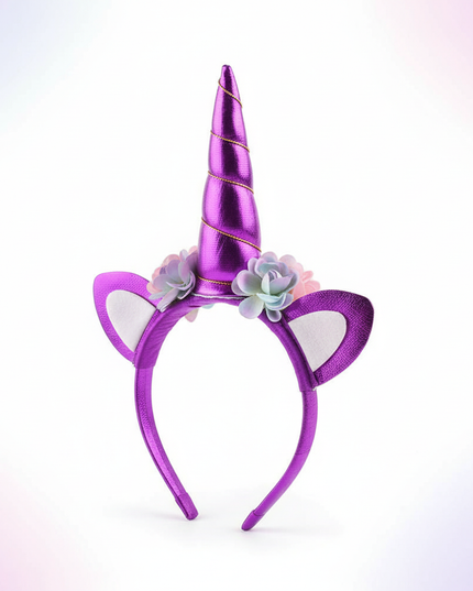purple unicorn headband - white-bg