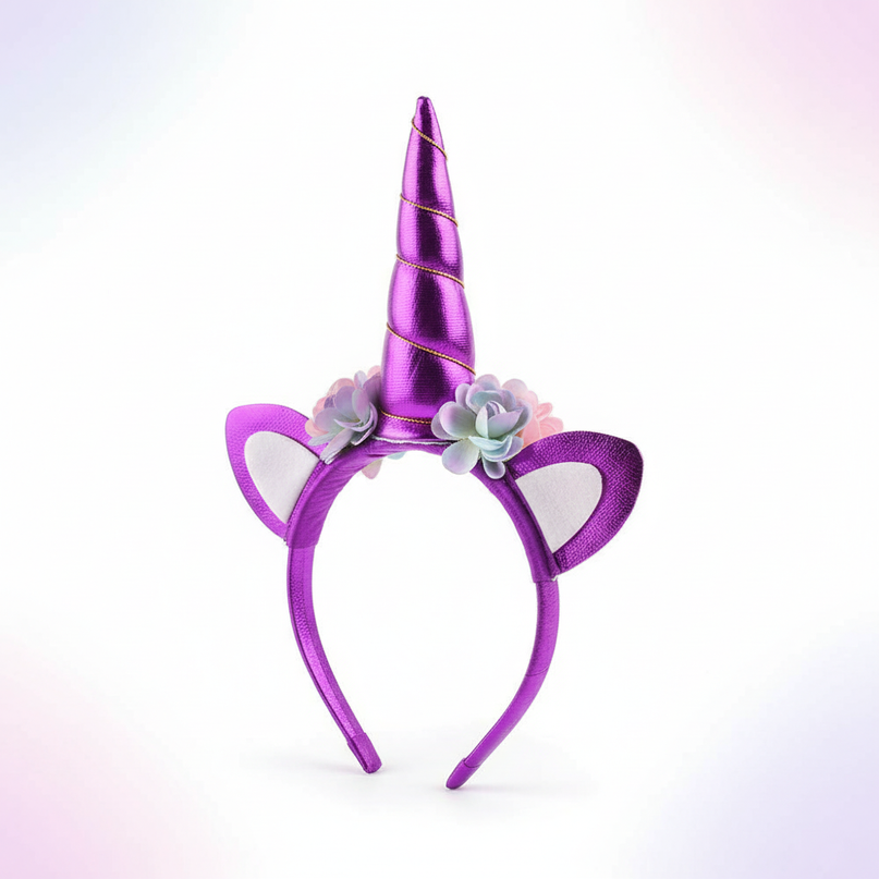 purple unicorn headband - white-bg
