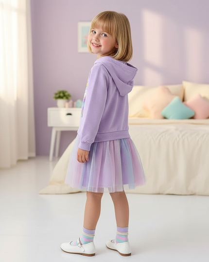 purple unicorn hoodie dress - back