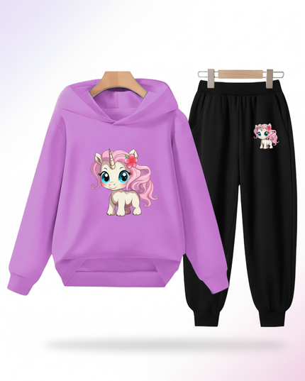 purple unicorn hoodie girls - white-bg