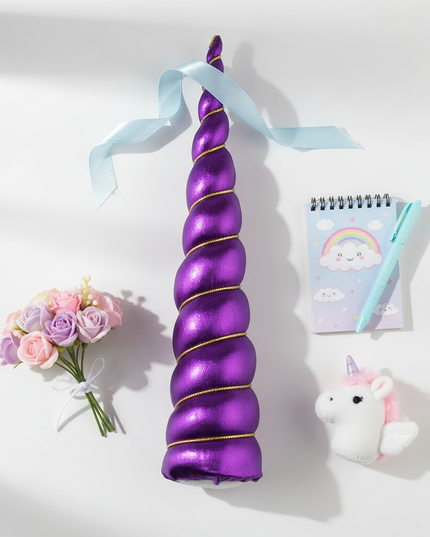 purple unicorn horn cosplay prop - flat-lay