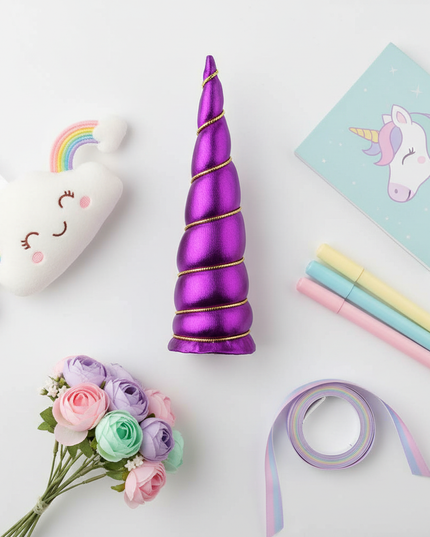 purple unicorn horn craft set - flat-lay