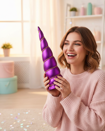 purple unicorn horn craft set - in-use