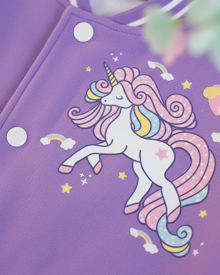 purple unicorn jacket - detail