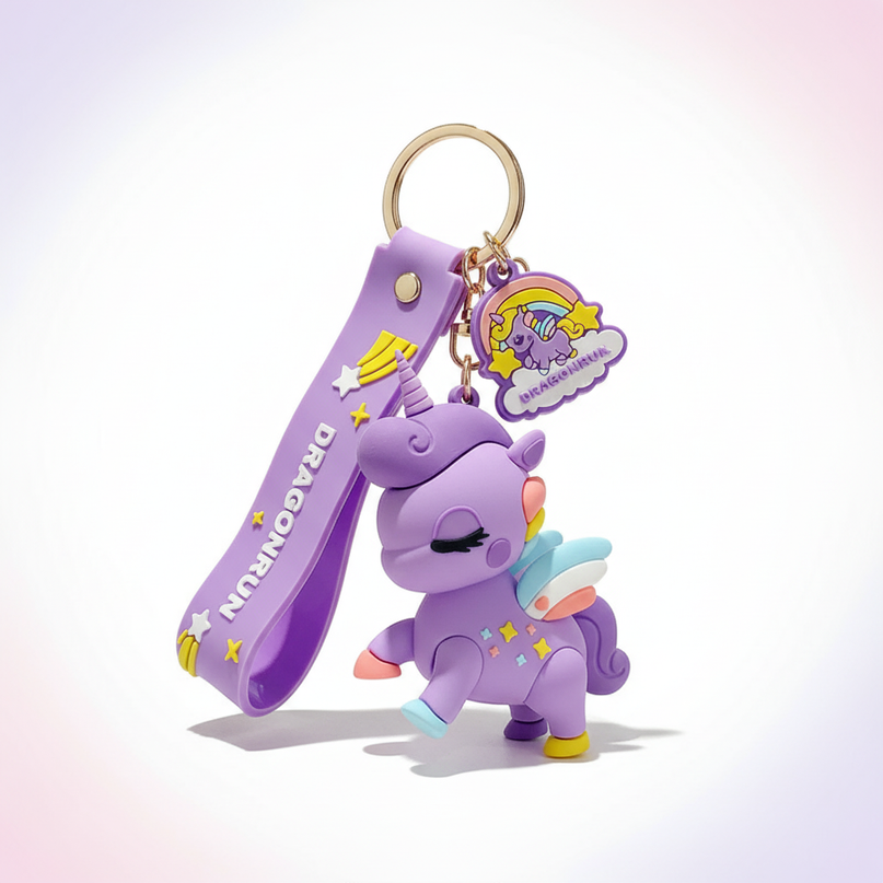 purple unicorn keychain - white-bg