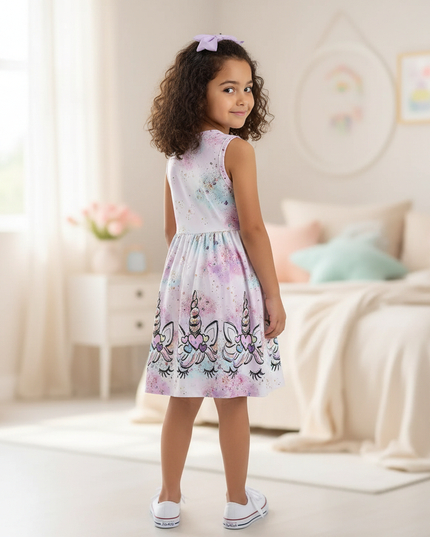 purple unicorn knit dress - back