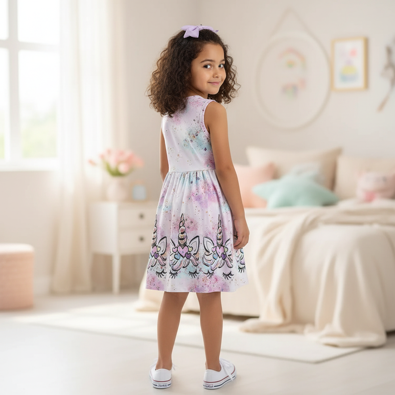 purple unicorn knit dress - back