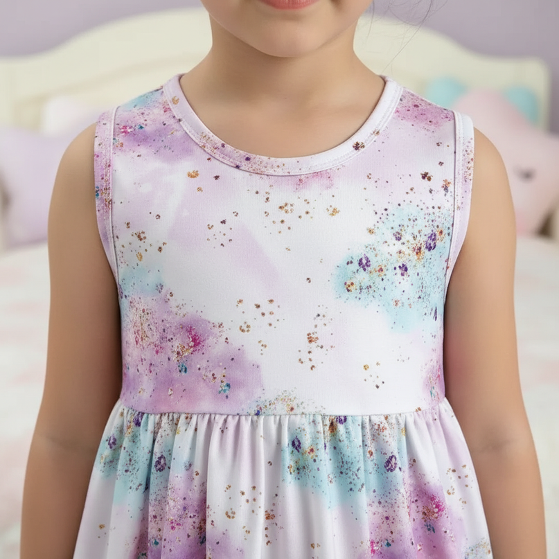 purple unicorn knit dress - detail
