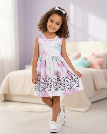 purple unicorn knit dress - front