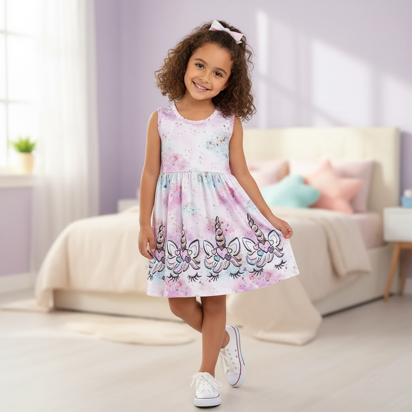 purple unicorn knit dress - front