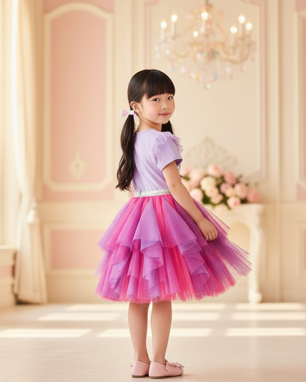 purple unicorn layered tutu dress - back