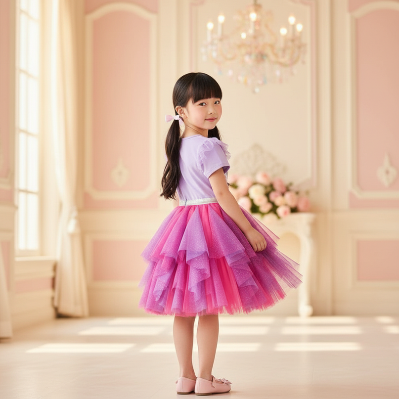 purple unicorn layered tutu dress - back