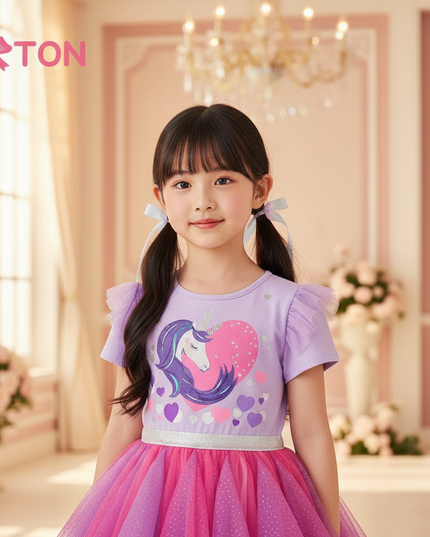 purple unicorn layered tutu dress - detail
