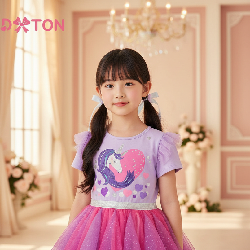 purple unicorn layered tutu dress - detail