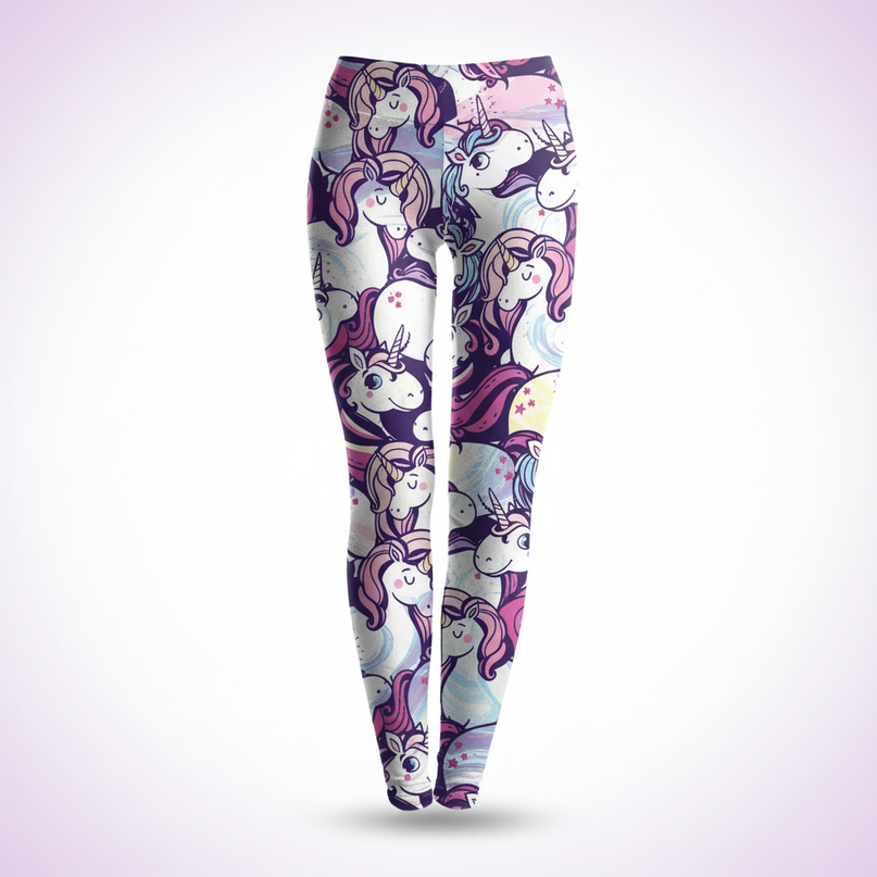 purple unicorn leggings - white-bg