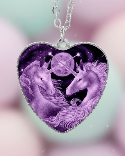 purple unicorn necklace - detail