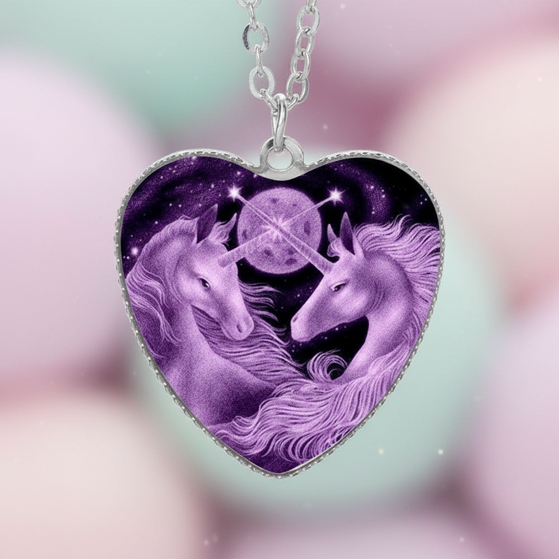 purple unicorn necklace - detail
